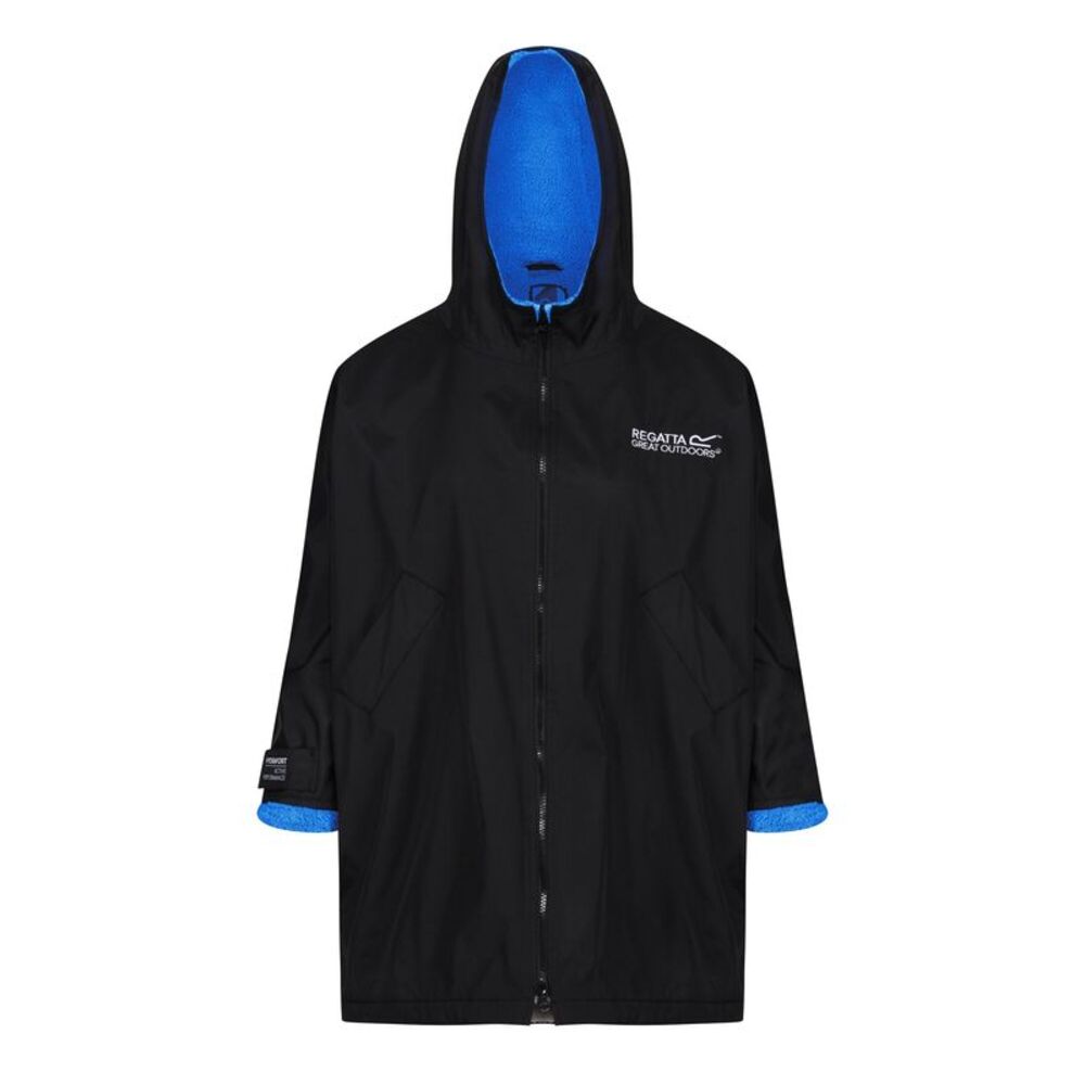 Regatta Childrens/Kids Back Print Changing Robe / Black/Oxford Blue